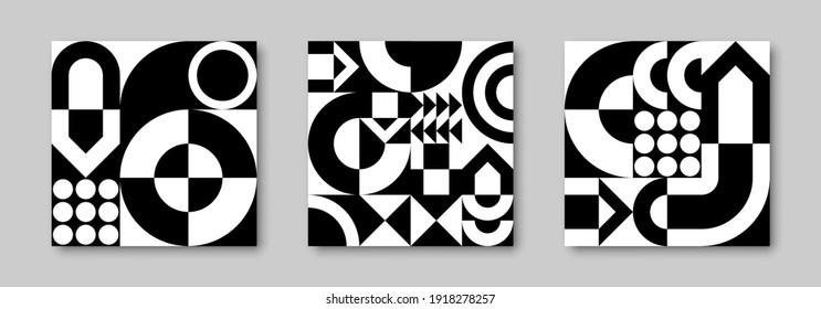 Trendy contemporary set of abstract creative geometric compositions for wall decoration, postcard or brochure cover design in vintage style art.  
EPS10 vector.