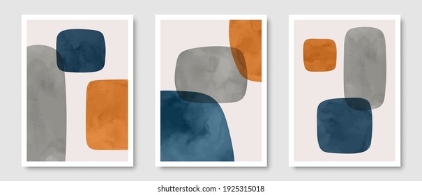 Trendy contemporary set of abstract creative minimalist  compositions for wall decoration, postcard or brochure cover design art.  
EPS10 vector.