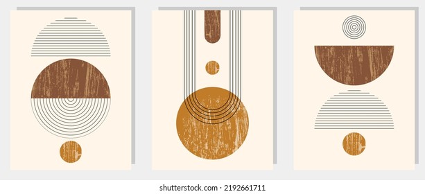 Trendy contemporary set of abstract creative geometric minimalist artistic composition. Vector posters for wall decor in retro style