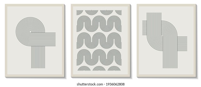 Trendy contemporary set of abstract geometric minimalist composition