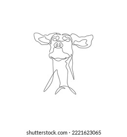 Trendy continuous one line art of funny dog portrait