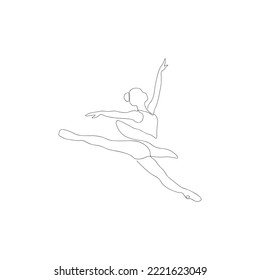 Trendy continuous one line drawing of ballet dancer in motion