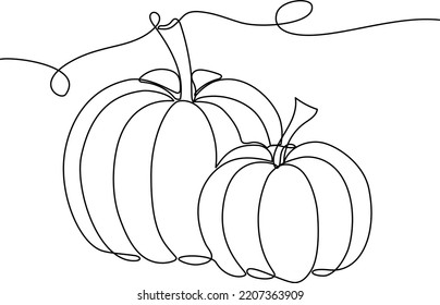 Dibujo continuo de las calabazas de contorno de moda