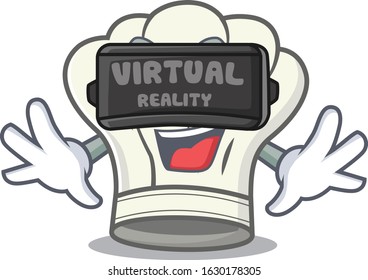 Trendy cook hat character wearing Virtual reality headset