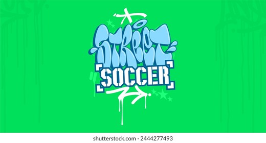 Trendy Cool Abstract Hip Hop Hand Written Urban Graffiti Style Street Soccer Vector Illustration