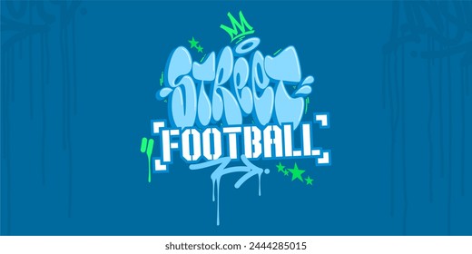 Trendy Cool Abstract Hip Hop Hand Written Urban Graffiti Style Street Football Vector Illustration