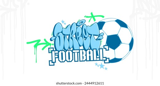 Trendy Cool Abstract Hip Hop Hand Written Urban Graffiti Style Street Football Vector Illustration