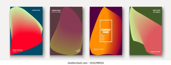 Trendy cool minimalist abstract modern book cover design vector. Dynamic colorful halftone gradient. Futuristic geometric patterns shapes phormes lines background. Minimal poster template for business