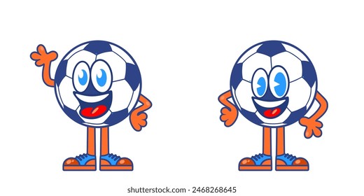 Trendy Cool Street Art Graffiti Style Football Or Soccer Cartoon Mascot Characters Illustration