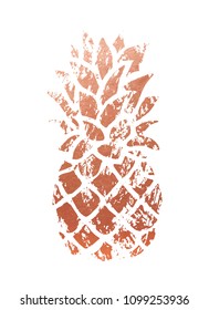 Trendy Copper Pineapple. Vector.