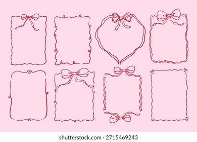 Trendy Coquette hand draw frames collection.