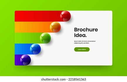 Trendy corporate brochure vector design layout. Isolated 3D balls banner illustration.