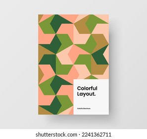 Trendy corporate cover A4 vector design layout. Isolated geometric pattern handbill template.