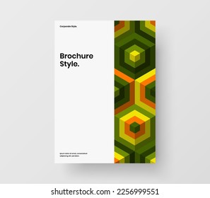 Trendy corporate cover A4 vector design template. Multicolored mosaic hexagons annual report layout.