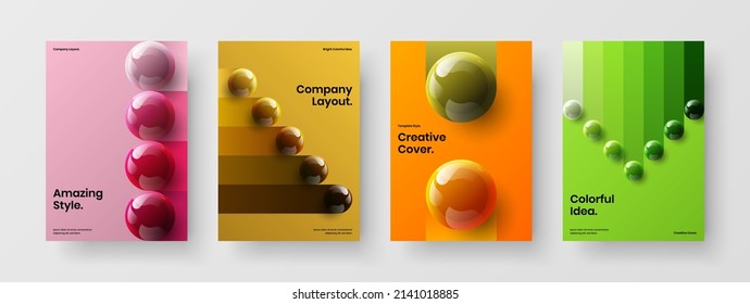 Trendy corporate cover design vector illustration collection. Creative 3D balls banner template bundle.