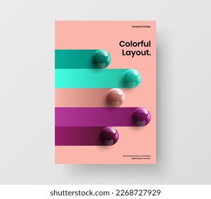 Trendy corporate cover vector design illustration. Unique 3D spheres leaflet concept.