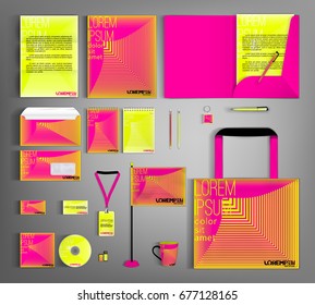 Trendy  corporate identity template design with  Minimal future geometric style. Modern business set stationerywith Abstract 3d meshes.