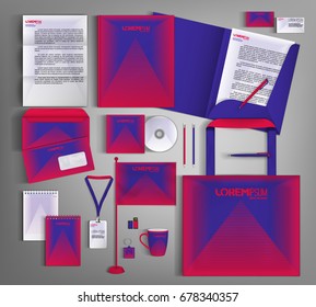 Trendy  corporate identity template design with  Minimal future geometric style. Modern business set stationerywith Abstract 3d meshes.