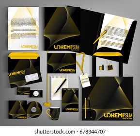 Trendy  corporate identity template design with  Minimal future geometric style. Modern business set stationerywith Abstract 3d meshes.