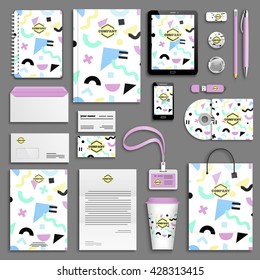 Trendy corporate identity template set. Business stationery mock-up with logo. Branding design. Colorful background.