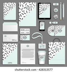 Trendy corporate identity template set. Business stationery mock-up with logo. Branding design. Colorful background.