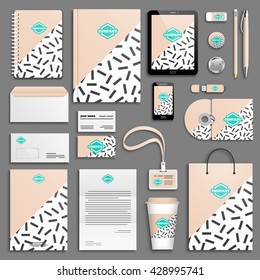 Trendy corporate identity template set. Business stationery mock-up with logo. Branding design. Colorful background.