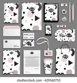 Trendy corporate identity template set. Business stationery mock-up with logo. Branding design. Colorful background.