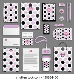 Trendy corporate identity template set. Business stationery mock-up with logo. Branding design. Colorful holographic background.