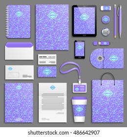 Trendy Corporate identity template set. Business stationery mock-up with logo. Branding design. Colorful geometric background.