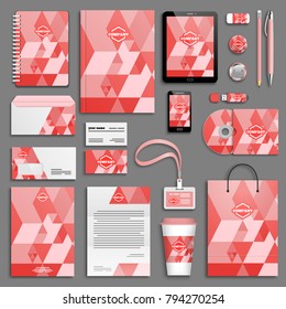Trendy corporate identity template set. Business stationery mock-up with logo. Branding design. ?oral geometric background.