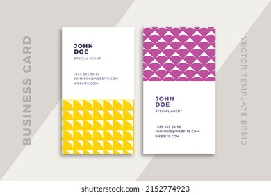 Trendy corporate stationery mockup with artistic geometric pattern. Modern abstract business card vertical templates. Clean and simple vector editable background with sample text. EPS10