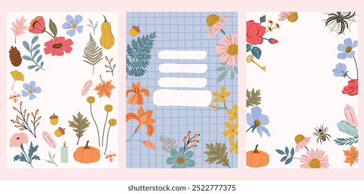 Trendy cottage-core floral Botanical templates. Suitable for posters, social media posts, cards, invitations, banners design and web,internet ads. Vector illustration.