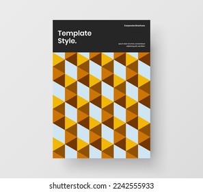 Trendy cover A4 design vector layout. Creative mosaic tiles banner illustration.