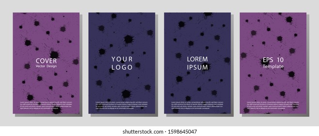 Trendy cover with abstract graphic shapes - blots.  Two modern vector flyers in avant-garde style.  Geometric wallpaper for business brochure, cover design.