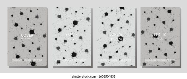 Trendy cover with abstract graphic shapes - blots.  Flyer, presentation, brochure, banner, poster design. Banner with splash on abstract background.