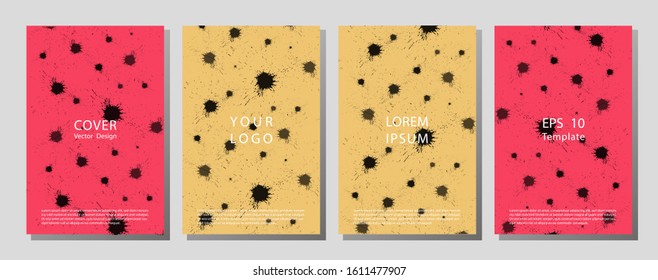 Trendy cover with abstract graphic shapes - blots.  Flyer, presentation, brochure, banner, poster design. Banner with splash on abstract background