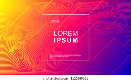 Trendy cover or background for placard, poster, magazine, brochure, flyer or banner design.
Minimal geometric abstract graphic elements with holographic fluid effect. 
Vector eps10 illustration