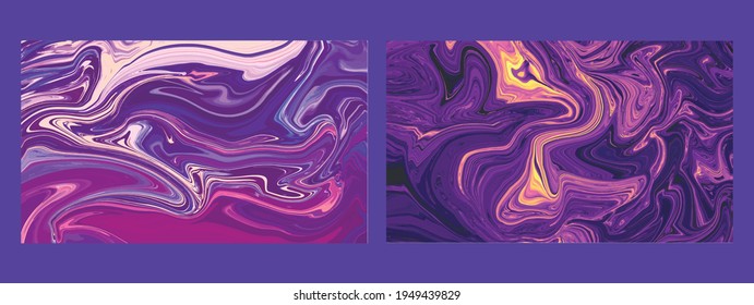 Diseño moderno de la cubierta con fondo líquido. Conjunto de textura de vector de mármol