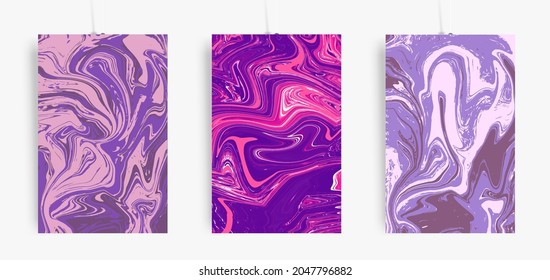 Diseño moderno de la cubierta con fondo líquido. Conjunto de textura de vector de mármol