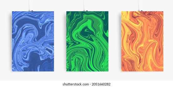 Trendy cover design with liquid background. Marble vector texture