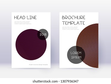 Trendy cover design template set. Gold abstract lines on maroon background. Flawless cover design. Neat catalog, poster, book template etc.