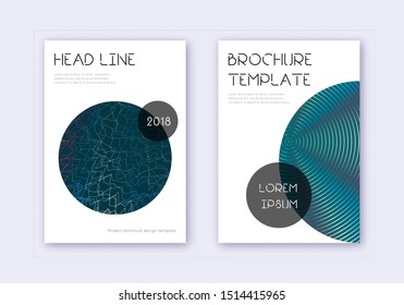 Trendy cover design template set. Red white blue abstract lines on dark background. Good-looking cover design. Eminent catalog, poster, book template etc.