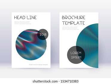 Trendy cover design template set. Red abstract lines on white blue background. Good-looking cover design.  
