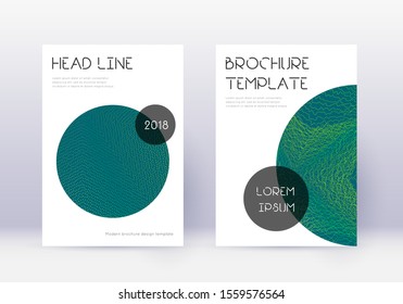 Trendy cover design template set. Green abstract lines on dark background. Fresh cover design. Cool catalog, poster, book template etc.