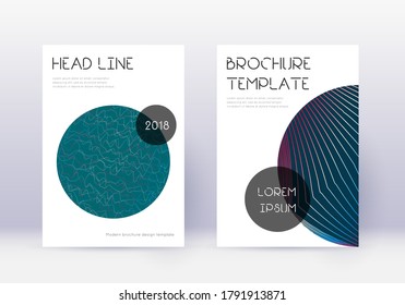 Trendy cover design template set. Red abstract lines on white blue background. Good-looking cover design. Bizarre catalog, poster, book template etc.