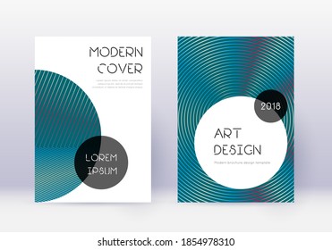 Trendy cover design template set. Red abstract lines on white blue background. Grand cover design. Graceful catalog, poster, book template etc.