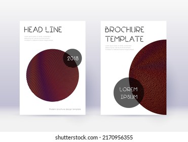 Conjunto de plantillas de diseño de portada de moda. Líneas abstractas naranjas sobre fondo de color rojo. Diseño de portada glamuroso. Catálogo real, póster, plantilla de libro, etc.