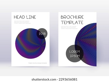 Trendy cover design template set. Rainbow abstract lines on dark blue background. Glamorous cover design. Fascinating catalog, poster, book template etc.