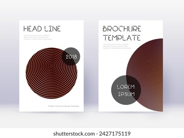 Trendy cover design template set. Gold abstract lines on maroon background. Flawless cover design. Quaint catalog, poster, book template etc.