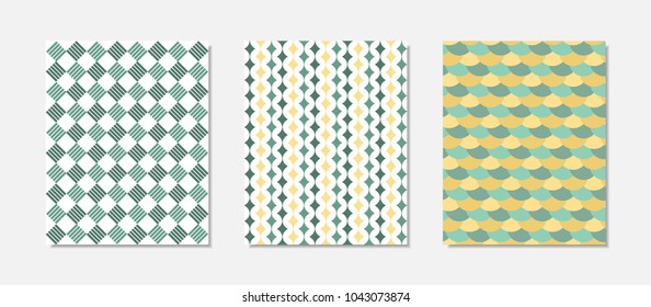 Trendy Cover Design Templates Set. Geometric Patterns with Rectangles, Strips. Minimal Geometric Templates in Modern Style. Covers for Magazine, Presentation, Book, Card, Wrapping. Abstract Wallpaper.